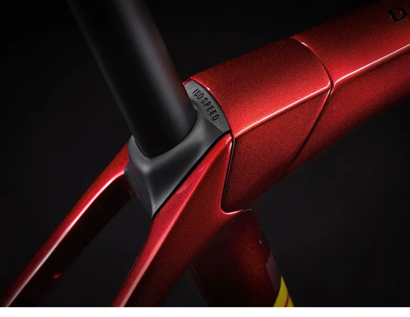 Trek Domane SLR 9 eTap Road Bike in Metallic Red Smoke Blue Smoke Fade
